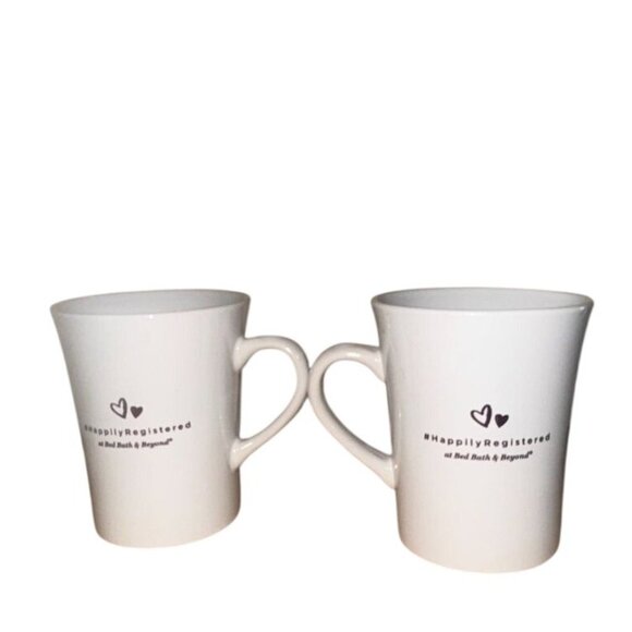 Set Of 2 White Ceramic Coffee Mugs With "Love Is Brewing" Quote - Picture 2 of 4